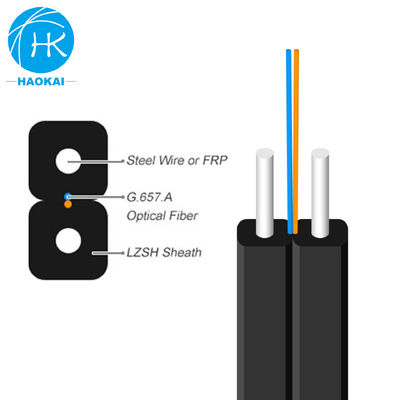 ইস্পাত তারের LSZH FTTH ড্রপ ক্যাবল ইনডোর ড্রপ ফাইবার অপটিক ক্যাবল GJXH G657a1