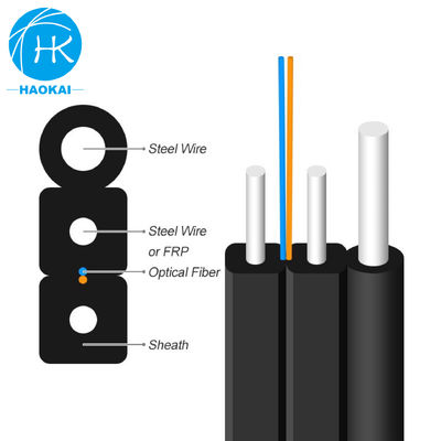 FTTH ড্রপ ফাইবার অপটিক ক্যাবল FRP KFRP 1 কোর ফাইবার অপটিক ক্যাবল LSZH