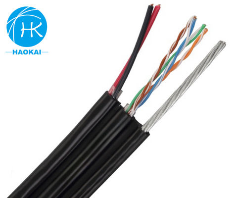 আউটডোর ইউটিপি CAT5E ক্যাবল পাওয়ার এবং মেসেঞ্জারের সাথে খাঁটি তামা ল্যান ক্যাবল