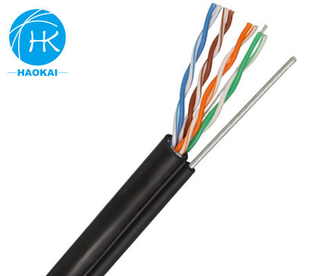 ইউটিপি CAT5E আউটডোর ল্যান ক্যাবল মেসেঞ্জার সহ সলিড এইচডিপিই আইসোলেশন