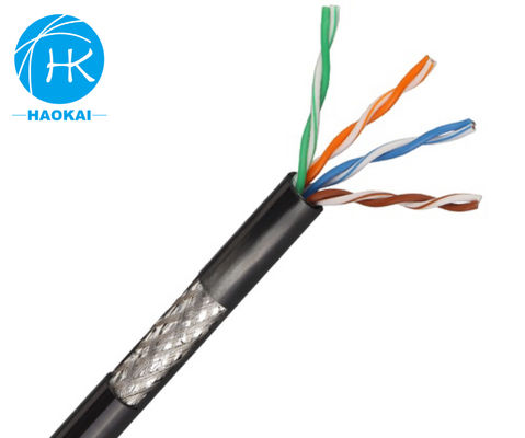 ইউটিপি CAT5E আউটডোর ল্যান ক্যাবল মেসেঞ্জার সহ সলিড এইচডিপিই আইসোলেশন